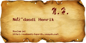 Nádasdi Henrik névjegykártya